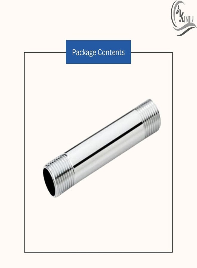 KINIK CP Brass Barrel Nipple 4 Inch | 1/2 Inch Thread Heavy Duty Chrome Plated Plumbing Connector - Image 3